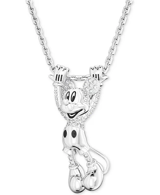 Swarovski Disney Mickey Mouse Silver-Tone Crystal Layered Pendant Necklace, 19-1/4"