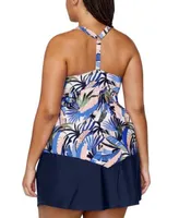 Raisins Curve Plus Size Aviva Tankini Top Matching Swim Skirt