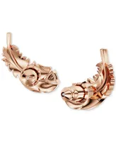 Swarovski Rose Gold-Tone Nice Crystal Feather Stud Earrings