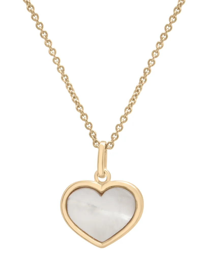 Mother of Pearl Heart Pendant Necklace in 14k Gold-Plated Sterling Silver, 16" + 2" extender