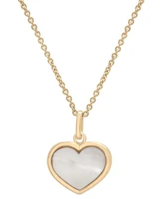 Mother of Pearl Heart Pendant Necklace in 14k Gold-Plated Sterling Silver, 16" + 2" extender