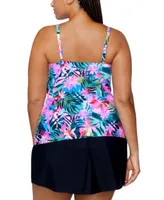 Raisins Curve Plus Size Aries Tankini Top Matching Swim Skirt