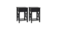 Slickblue 2pcs Bedroom Side End Nightstand with Drawer