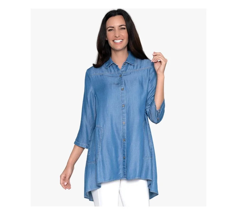 Tencel Button Front Shirt | Womens knit tops, Shirts, Big shirt