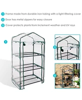 Sunnydaze Decor Steel Pvc Cover Mini Greenhouse with 3 Shelves/Zipper