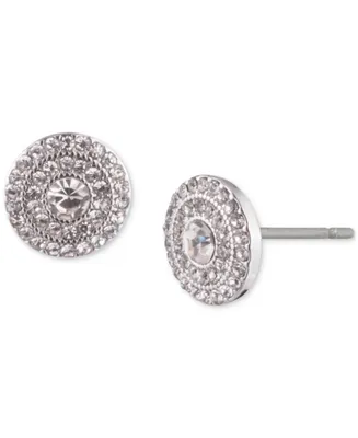 Lauren Ralph Lauren Silver-Tone Crystal Pave Circle Stud Earrings