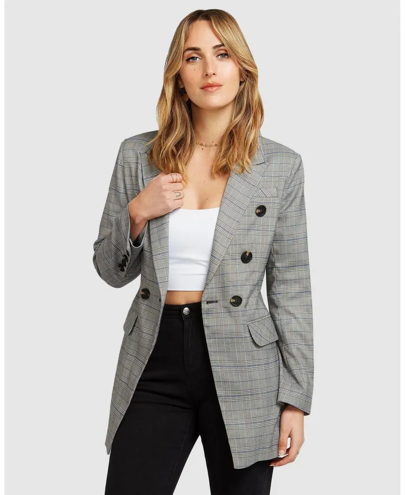 Women Belle & Bloom Too Cool For Work Plaid Blazer