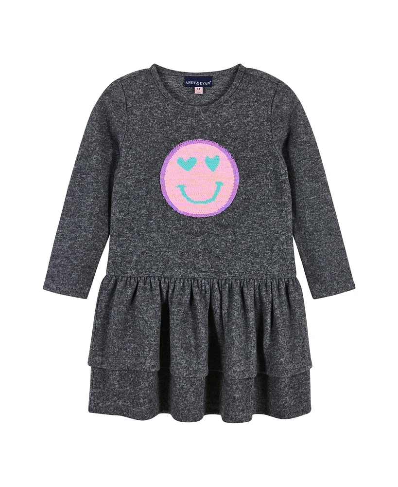 Andy & Evan Toddler Girls Toddler/Child Hacci Dress w/Sequin Graphic