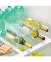 mDesign Plastic Free-Standing Stackable 3 Bottle Wine Storage Rack, Clear