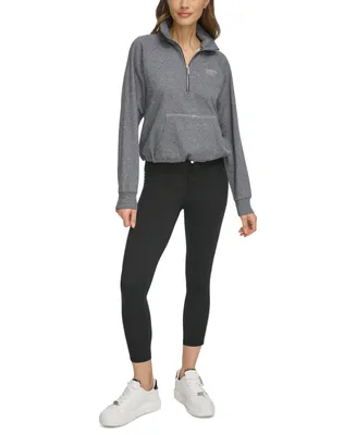 Dkny Sport Women's Glitter-Logo Half-Zip Sweatshirt