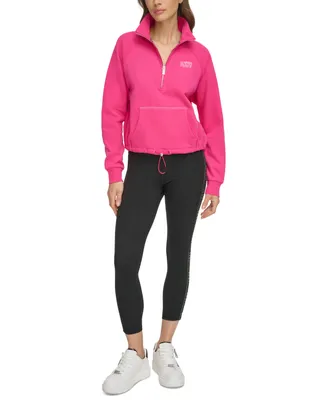 Dkny Sport Women's Glitter-Logo Half-Zip Sweatshirt