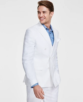 Bar Iii Men's Slim-Fit Stretch Solid Linen Double-Breasted Suit Separate Jacket, Created for Macy's