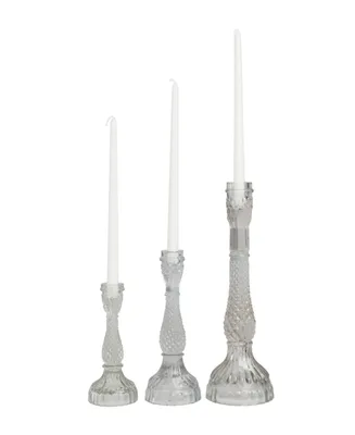 Glass Candle Holder 12", 8" and 7" H, Set of 3