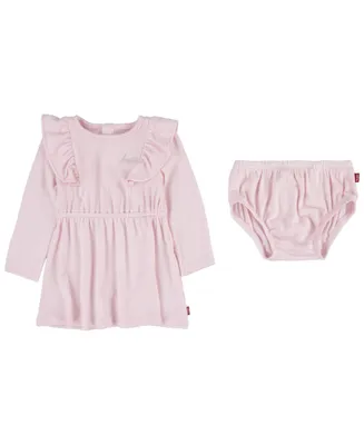 Levi's Baby Girls Long Sleeve Hacci Knit Dress and Diaper Cover Set
