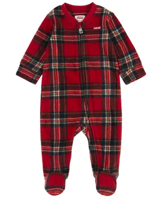 Levi's Baby Boys Plaid Footed Long Sleeves Coverall