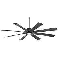 Possini Euro Design 70" Defender Modern Large Indoor Outdoor Ceiling Fan with Led Light Remote Control Matte Black Damp Rated for Patio Exterior House