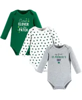 Hudson Baby Boys Cotton Long-Sleeve Bodysuits, Cutest Clover, 3-Pack