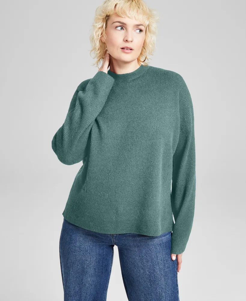 And Now This Women's Ribbed Crewneck Sweater, Created for Macy's