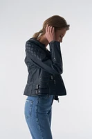 Furniq Uk Women's Genuine Leather Quilted Biker Jacket