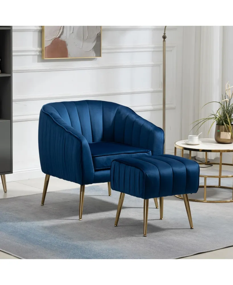 Simplie Fun Velvet Accent Chair With Ottoman