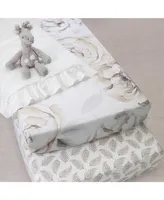 Lambs & Ivy 4-Piece Signature Floral/Leaf Baby Crib Bedding Set - White/Gray