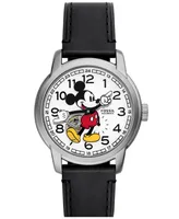 Fossil Unisex Disney x Fossil Special Edition Three-Hand Black Leather Watch, 40mm