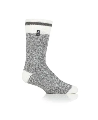 Heat Holders Men's Jeffrey Cream Block Twist Crew Sock