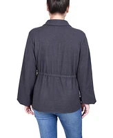 Ny Collection Petite Long Dolman Sleeve Drawstring-Waist Tunic Top