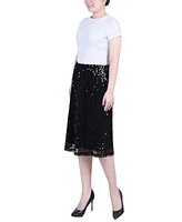 Ny Collection Petite Knee Length Sequined Skirt