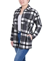 Ny Collection Petite Plaid Brushed Twill Shirt Jacket