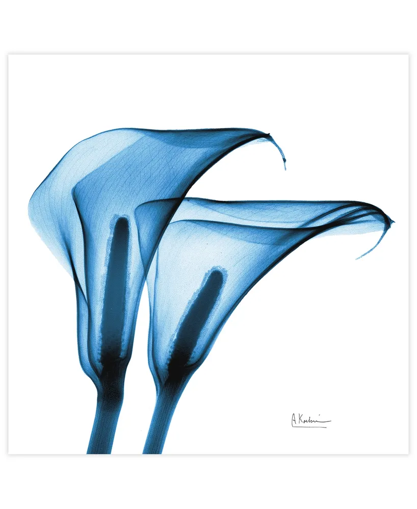 Empire Art Direct "Indigo Calla Lilies" Frameless Free Floating Tempered Glass Panel Graphic Wall Art, 24" x 24" x 0.2"