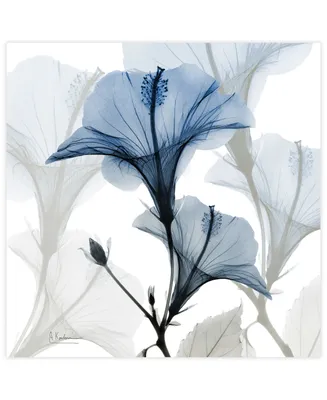 Empire Art Direct "Blue X-Ray Floral" Frameless Free Floating Tempered Glass Panel Graphic Wall Art, 24" x 24" x 0.2"