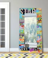 Empire Art Direct "Metro Mix" Rectangular Beveled Mirror on Free Floating Printed Tempered Art Glass, 72" x 36" x 0.4" - Multi