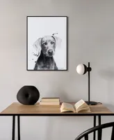 Empire Art Direct "Weimaraner" Pet Paintings on Printed Glass Encased with A Black Anodized Frame, 24" x 18" x 1"