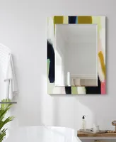 Empire Art Direct "Amagansett I" Rectangular Beveled Mirror on Free Floating Printed Tempered Art Glass, 30" x 40" x 0.4" - Multi