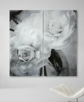 Empire Art Direct "Dark Ranunculus I Ab" Frameless Free Floating Tempered Glass Panel Graphic Wall Art Set Of 2, 72" x 36" x 0.2" each