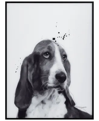 Empire Art Direct "Basset Hound" Pet Paintings on Printed Glass Encased with a Black anodized Frame, 24" x 18" x 1"