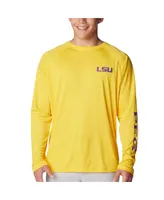 Men's Columbia Gold Lsu Tigers Terminal Tackle Omni-Shade Raglan Long Sleeve T-shirt