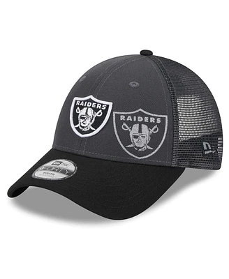 Preschool Boys and Girls New Era Graphite, Black Las Vegas Raiders Reflect 9FORTY Adjustable Hat
