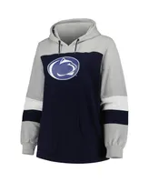 Women's Navy Penn State Nittany Lions Plus Size Color-Block Pullover Hoodie