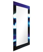 Empire Art Direct "Purple Heather Ii" Rectangular Beveled Mirror on Free Floating Printed Tempered Art Glass, 54" x 28" x 0.4"