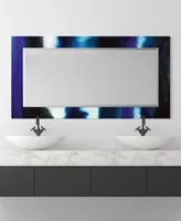 Empire Art Direct "Purple Heather Ii" Rectangular Beveled Mirror on Free Floating Printed Tempered Art Glass, 54" x 28" x 0.4"