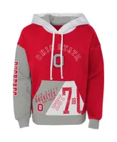 Big Girls Scarlet Distressed Ohio State Buckeyes True Fan Soft Fleece Pullover Hoodie