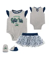 Girls Newborn Heather Gray Notre Dame Fighting Irish All Dolled Up Bodysuit, Skirt and Bootie Set