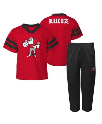 Toddler Boys and Girls Red Georgia Bulldogs Two-Piece Red Zone Jersey and Pants Set