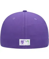 Men's New Era Purple California Angels Cooperstown Collection Lime Side Patch 59FIFTY Fitted Hat