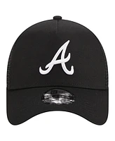 Men's New Era Black Atlanta Braves A-Frame 9FORTY Trucker Adjustable Hat