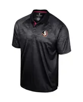 Men's Colosseum Black Florida State Seminoles Honeycomb Raglan Polo Shirt