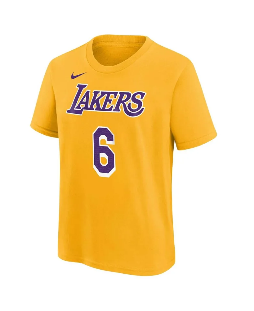 Big Boys LeBron James Gold Los Angeles Lakers Icon Name and Number T-shirt