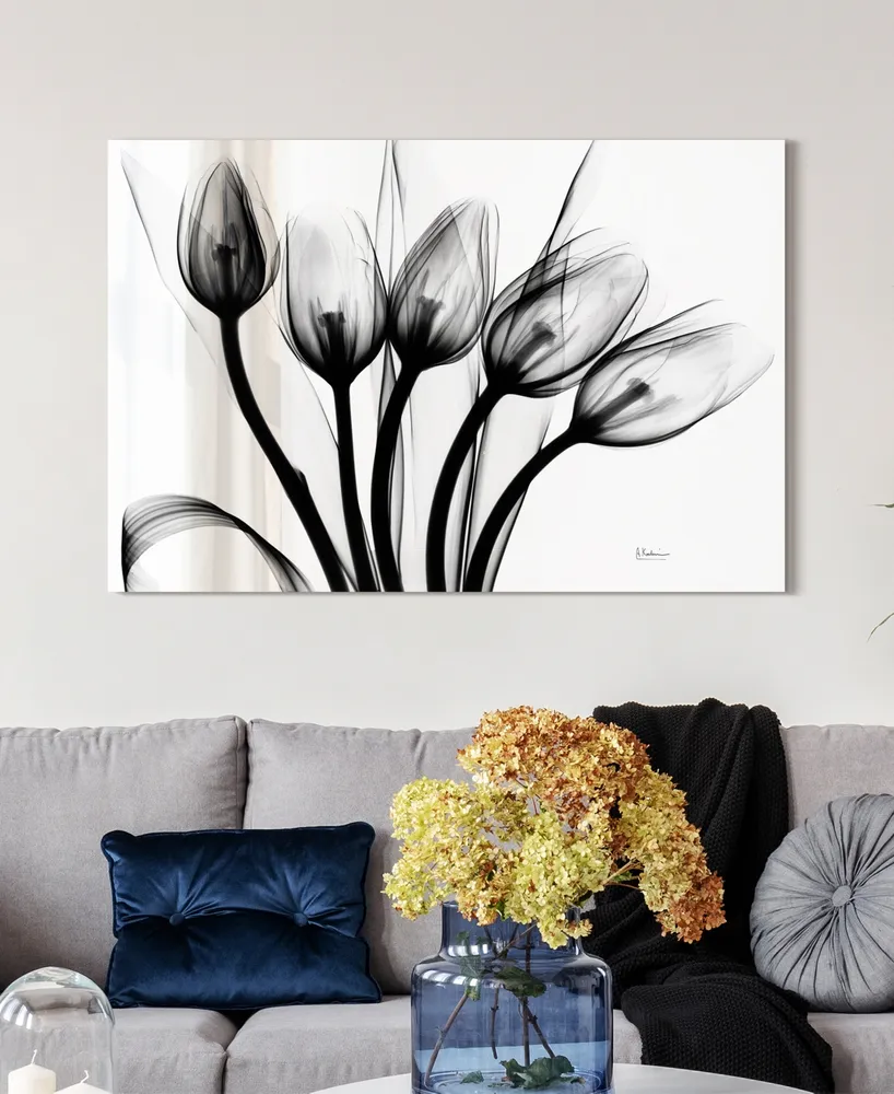 Empire Art Direct "Marching Tulips" Frameless Free Floating Tempered Glass Panel Graphic Wall Art, 32" x 48" x 0.2"